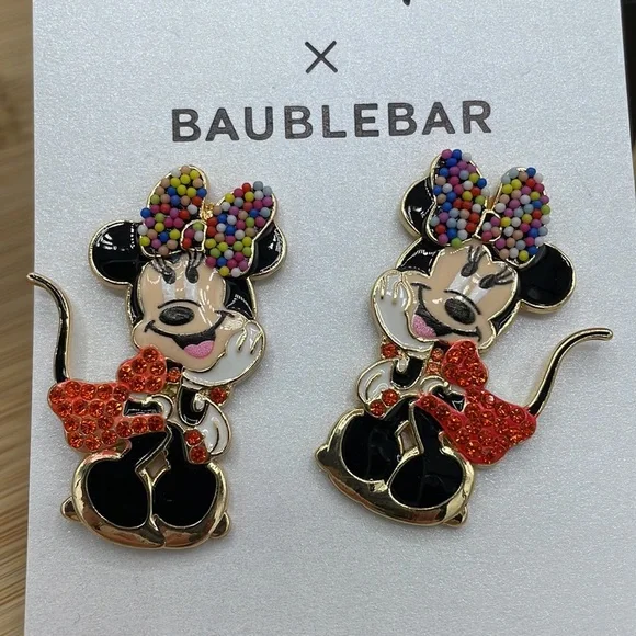 Disney and BAUBLEBAR | Minnie Mouse in Red Dress and Colorful Bow Earrings - Picture 3 of 8